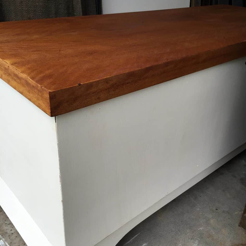 The refinished chest before distressing and finishing wax.