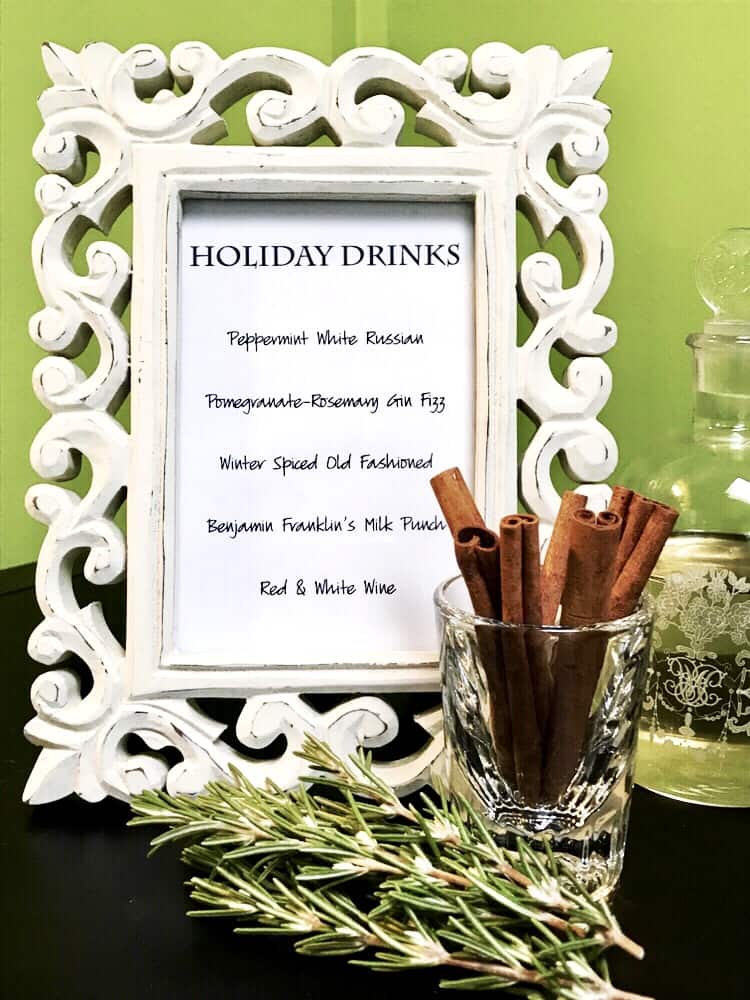 festive holiday cocktail menu